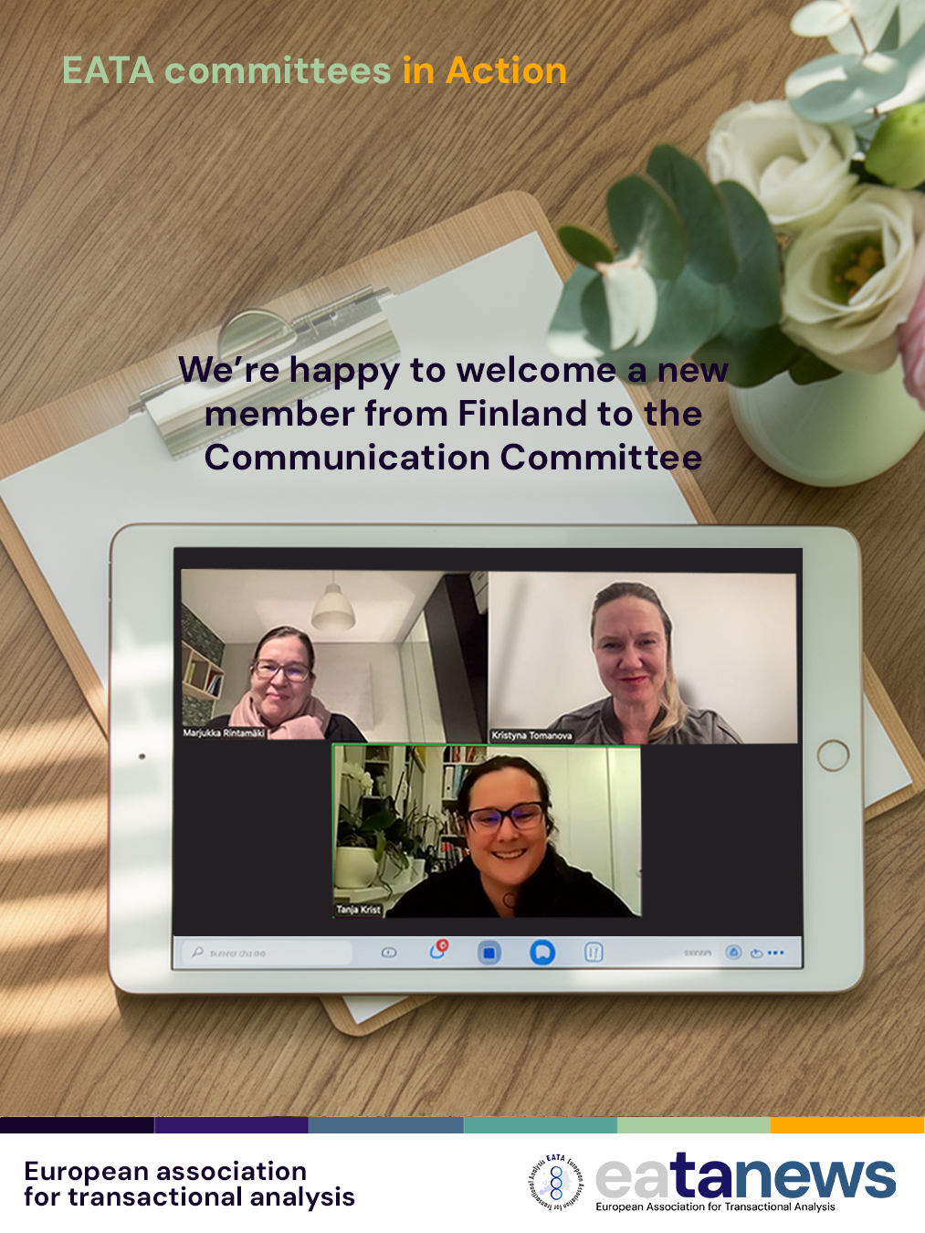 The EATA Communication Committee has been strengthened by a new delegate from Finland, Marjukka Rintamäki✨
In addition to welcoming her to the committee 🤝, the CC discussed a range of current and relevant topics, primarily focusing on the upcoming EATA 50th anniversary celebrations 🎉, new joint webinars with ITAA 💻, the development of a new common EATA house style 🎨, the work of the Communication Strategy Group 🧭, and ongoing social media projects 📱.
The committee also addressed day-to-day matters, such as website maintenance 🌐, email communication ✉️, and other operational tasks ⚙️.
We wish Marjukka a happy start and look forward to working together 🌟😊