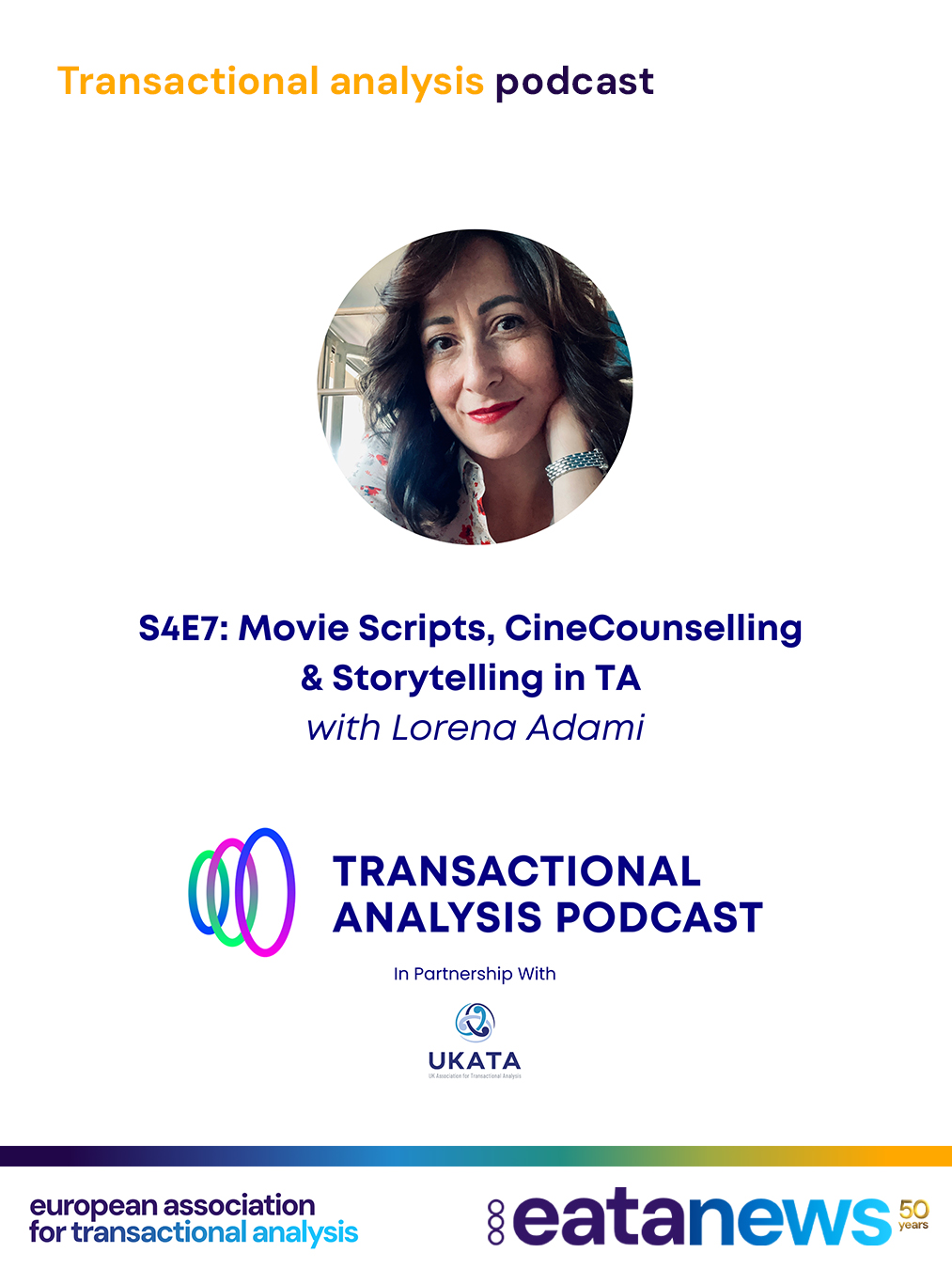 New Episode of TAP is Live!

On this month’s new episode of the Transactional Analysis Podcast, hosts James and Parul are joined by Lorena Adami, a Transactional Analyst and counsellor based in Italy to explore how she integrates cinema, storytelling, and TA in her work.

Lorena shares how her background in film and media led her to develop what she calls “CineCounselling”

Together, they explore how metaphor, scenes, characters, and shared cultural reference points can help clients (and groups) find words, create the right distance when needed, and expand perception in the counselling context.

In the episode, you’ll hear:

🔷 How Lorena connects movie script and life script
🔷 The concept of “CineCounselling”
🔷 Why cinema can offer symbolic language when a client can’t yet find words
🔷 Using film to create enough distance to speak about self through story
🔷 A group example using a movie to explore the Free Child, creativity, and expression
🔷 Lorena’s view of TA counselling as empowerment for the client
🔷 How scenes can make TA concepts more accessible

Available on all the major podcast streaming platforms.

With a huge thanks also to our patronage partner @ukatagram UKATA (UK Association for Transactional Analysis), our supporting partner @eata_news EATA (European Association for Transactional Analysis), and all our patreon supporters.
#eata
#TApodcast #transactionalanalysis #TAcommunity #TAtraining