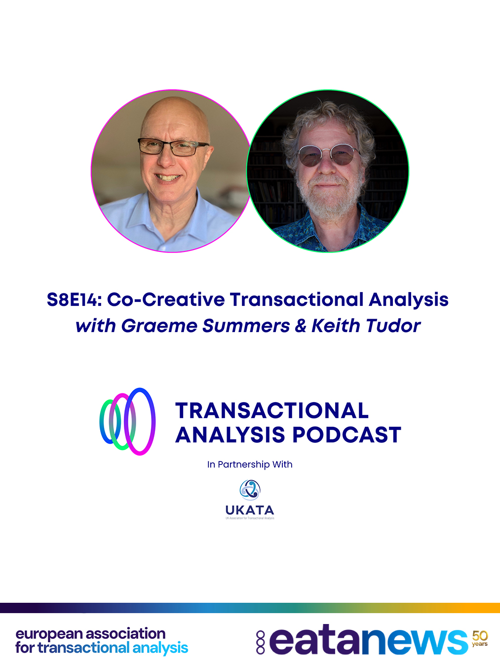 New episode now live🎙️
In this episode, hosts John Fleming and Matt Taylor sit down with Graeme Summers and Keith Tudor, the co-developers and authors of Co-Creative Transactional Analysis and recipients of the 2020 Eric Berne Memorial Award.
In this episode, they trace the origins of Co-Creative TA , from shared questions in training, to years of working through theory together, to a framework that has shaped how practitioners across psychotherapy, education, coaching and organisational work understand the heart of TA.
🎧 S8E14: Co-Creative Transactional Analysis with Keith Tudor & Graeme Summers.
Available as the Transactional Analysis Podcast on all podcast platforms.
Thank you to our patronage partner UKATA - UK Association for Transactional Analysis, our supporting partner EATA - European Association for Transactional Analysis and our patreon supporters.
#TransactionalAnalysis #cocreativeTA #tapodcast